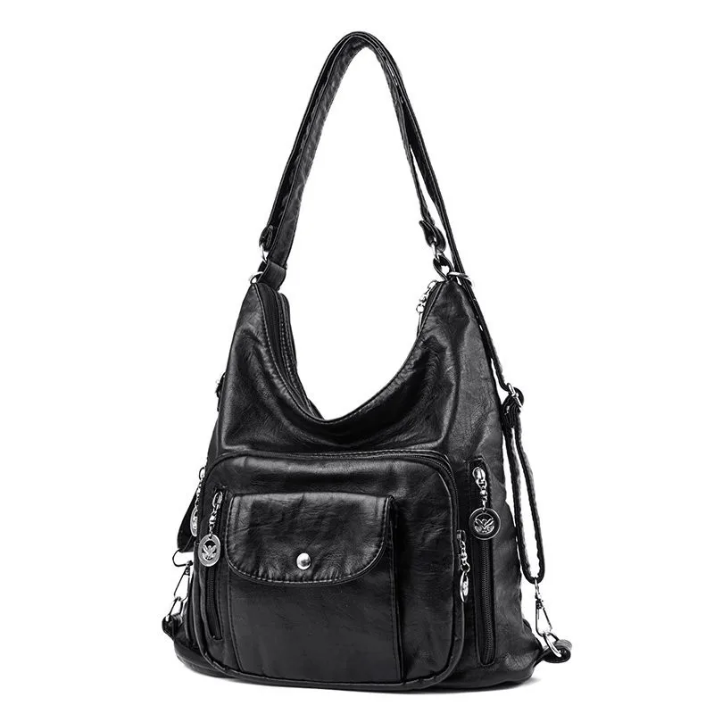 Vintage Frauen Umhängetasche Mode Pu Leder Umhängetasche Designer Geldbörse große Kapazität Handtasche Reisetasche Sack à main – Detail 11