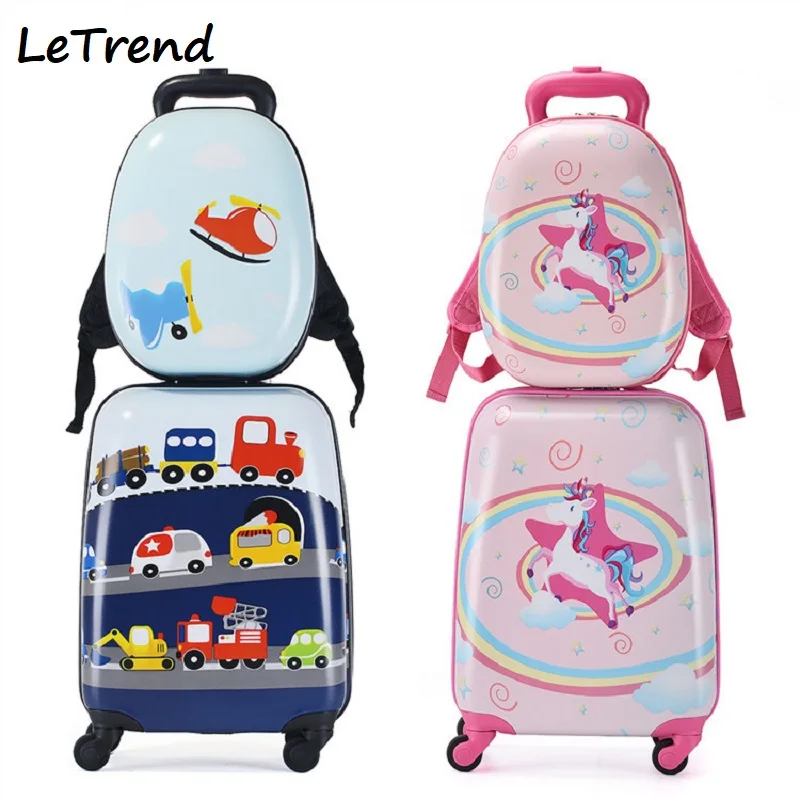 LeTrend Cute Cartoon Suitcases Wheel Kids Unicorn Rolling Luggage Set Spinner Trolley Children Travel Bag Student Cabin Trunk