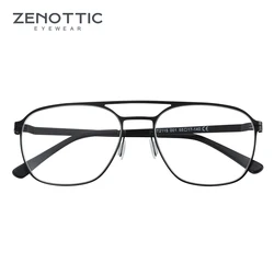ZENOTTIC Design Double Bridge Glasses Men Lightweight Pilot Large Optical Eyeglass Frame