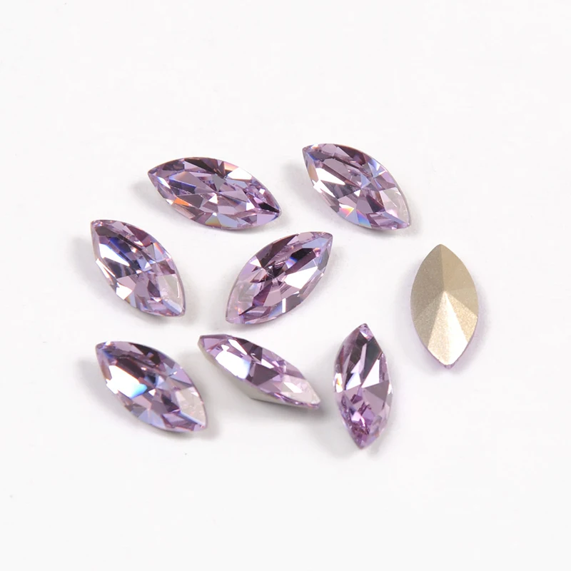 YANRUO 4200 All Sizes Violet Navette Glass Stones Strass DIY Craft Gems Point Back Crystal Sewn Rhinestones For Clothes