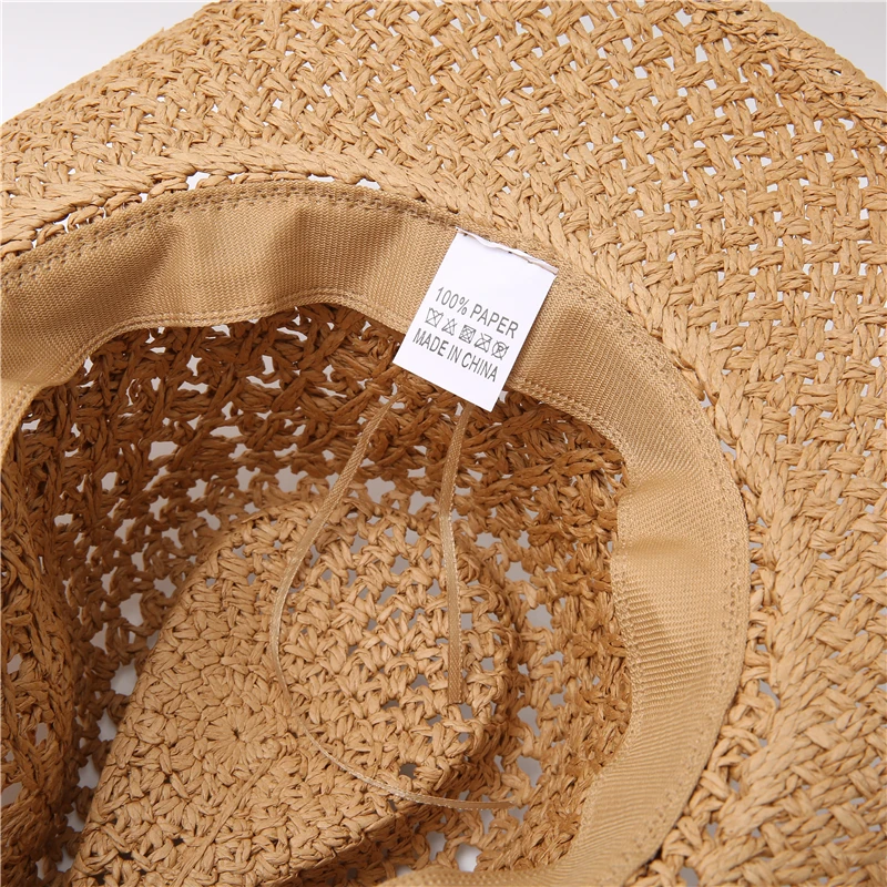 2021New Fashion Summer Men Women Panama Cowboy Hats Hollow Out Straw Hat Leather Ribbon Large Brim Sun Beach Hat Jazz Cap Fedora