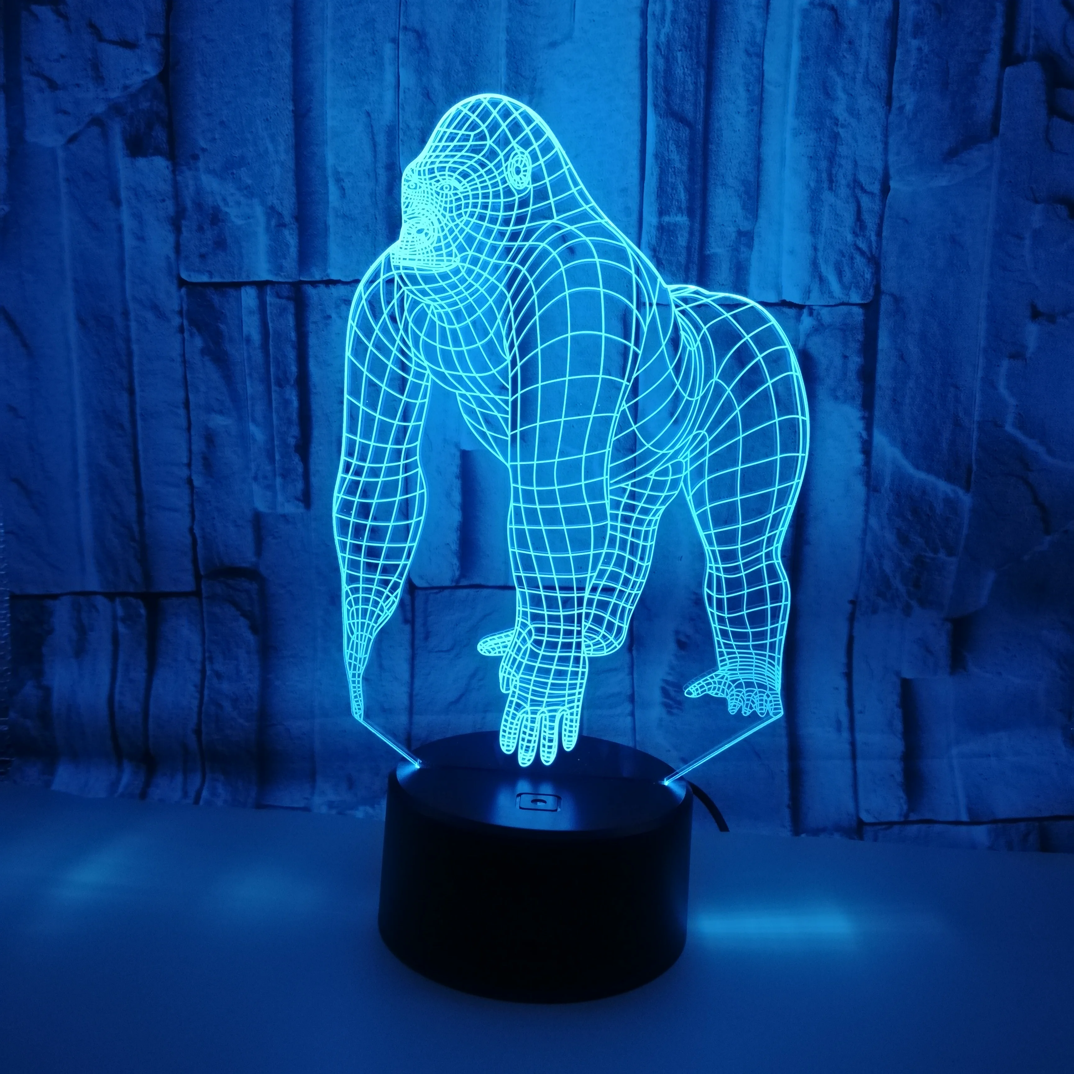 Animal Orangutan Gorilla Chimpanzee 3D USB LED Lamp 7 Colors Changing Mood Illusion Table Decor Night Light