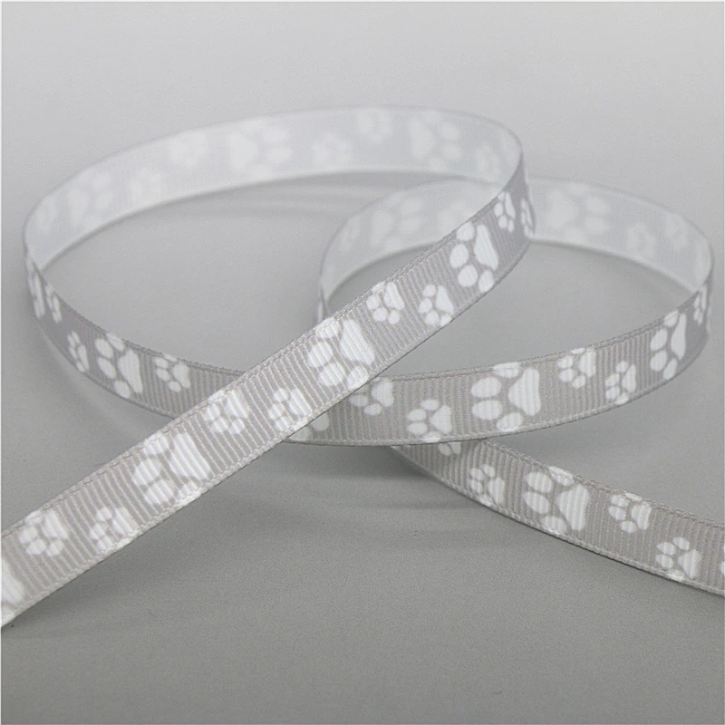 DHK 3/8inch 5yards Dog Paw Printed Grosgrain Ribbon Accessories Sewing Craft Headwear DIY Decoration DIY 9mm C1991