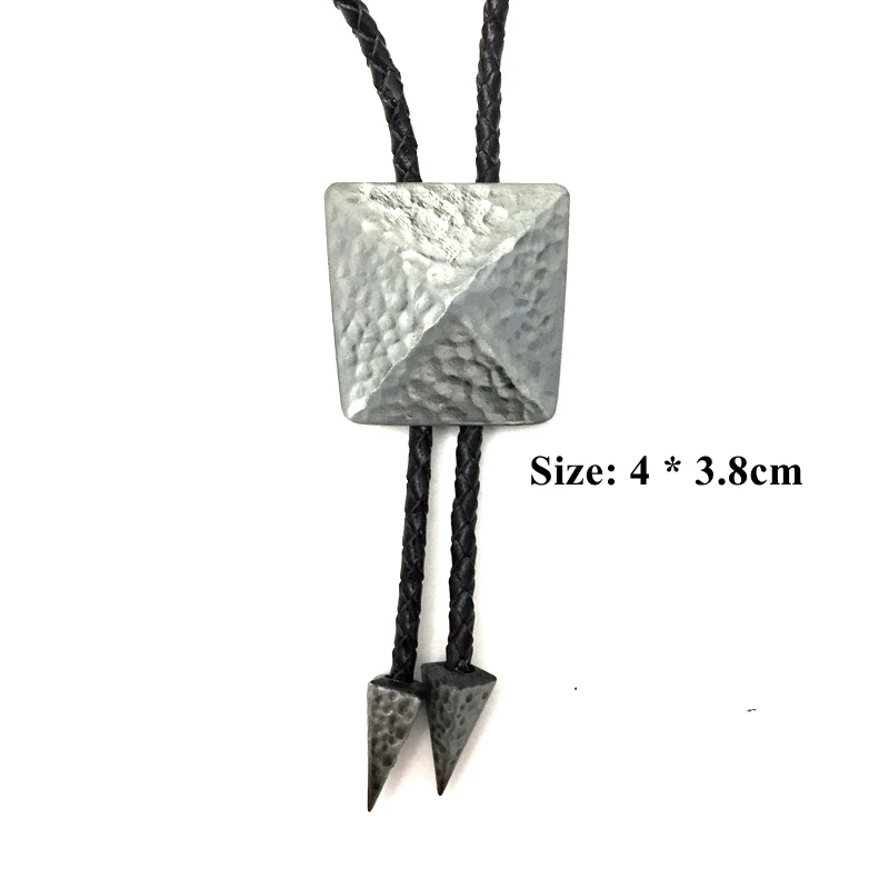 Handmade Vintage Antique Bronze Silver 3D Pyramid Indian Art Bolo Tie for Men Novelty Necktie Western Cowboy Accessories Gifts