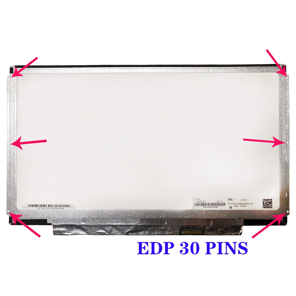 N133BGE-E31 de pantalla para Notebook de 13,3 pulgadas, compatible con N133BGE-E41, LTN133AT31-201, EDP, 30 Pines, Panel de pantalla LCD