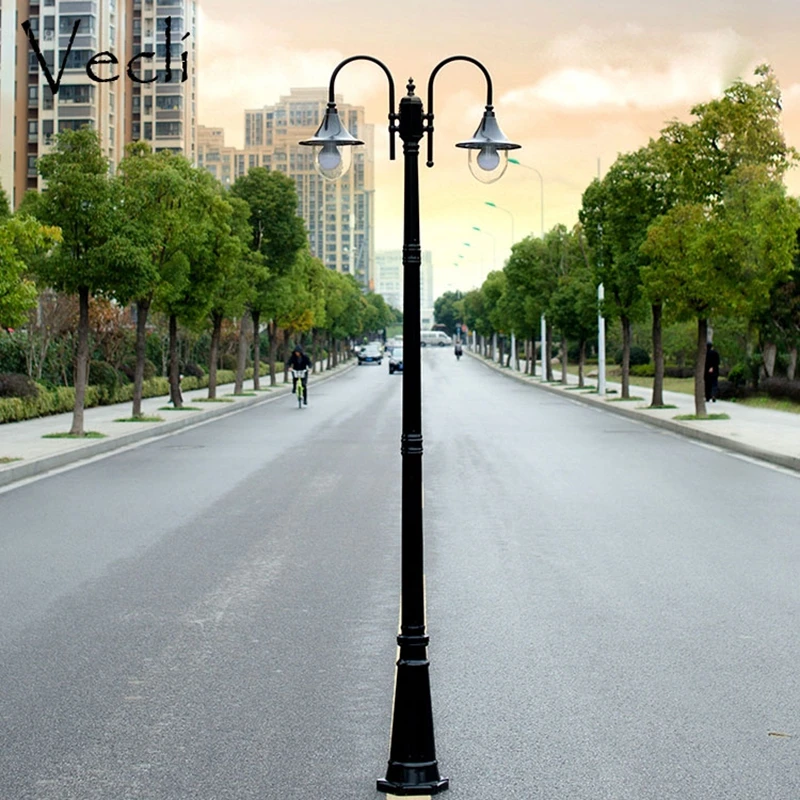 (H≈2.3M)European-Style Garden Lamp Street Lamp Outdoor Lamp Waterproof Household Double-Head High Pole Landscape Lamp