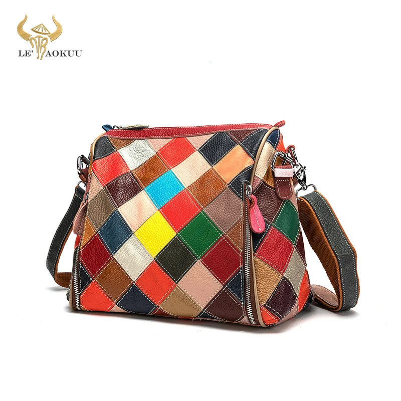 

Colorful Soft Quality Leather Luxury Ladies Patchwork Fashion Large Shopper Handbag Over Shoulder bag Women Designer Female 435