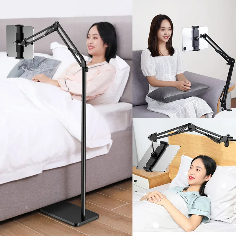 SMOYNG Aluminum Scalable Flexible Arm Floor Tablet Phone Stand Holder Support For Xiaomi iPad Pro12.9 Lounger Bed Mount Bracket