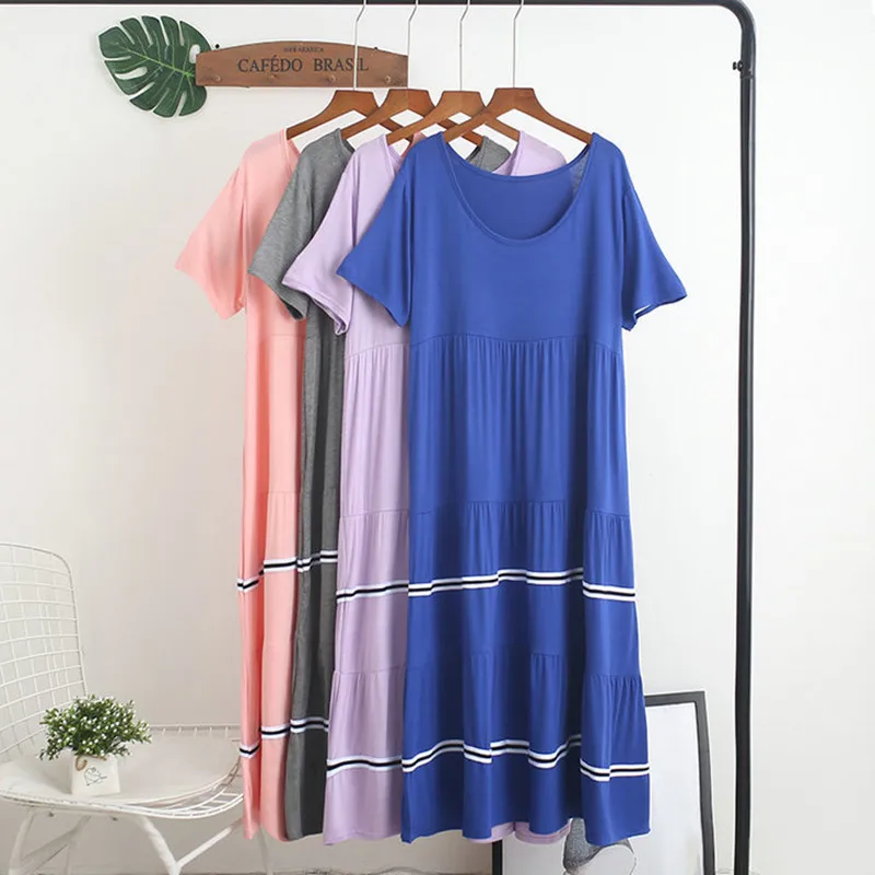 Fdfklak Spring Summer Nightdress Women Loose Modal Night Shirt Lounge Wear Home Clothing Long Nightgowns Female Sleepwear Dress