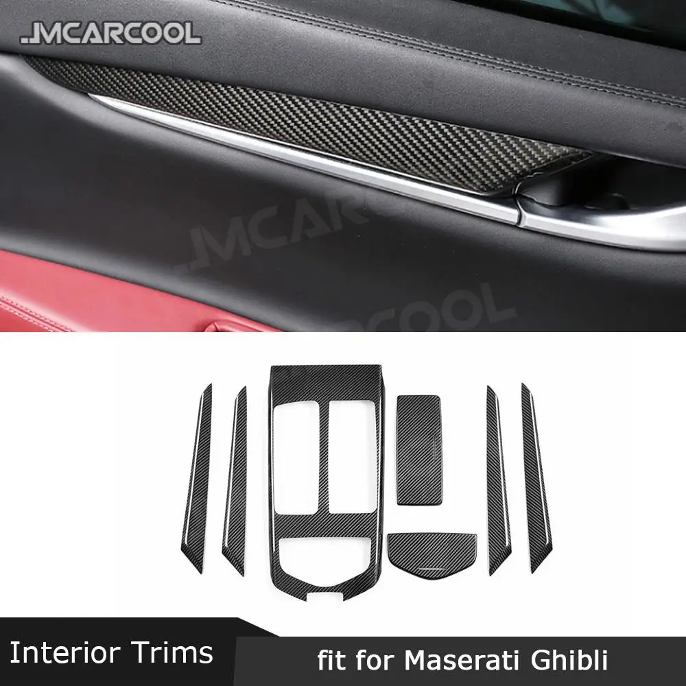 

Car Center Console Gear Shift Panel Box Door Dry Carbon Fiber Inner Trim Strips Covers Stickers for Maserati Ghibli 2014-2019