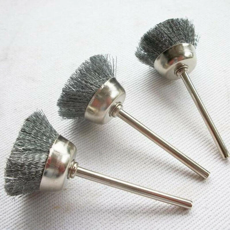 10Pcs Wire Brush Brass Cup Wheel Drill Rotary Tools Polishing Wheels Rotary Tools Metal Rust Removal Brush Set 3x13mm