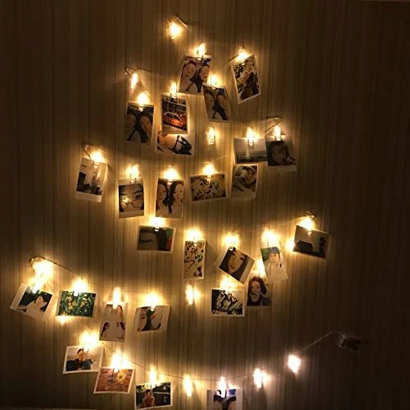 Photo Clips String Lights, Clips, Photograph Lights, Battery Operated, Fairy String Lights with Clips for Hanging Pictures, Card