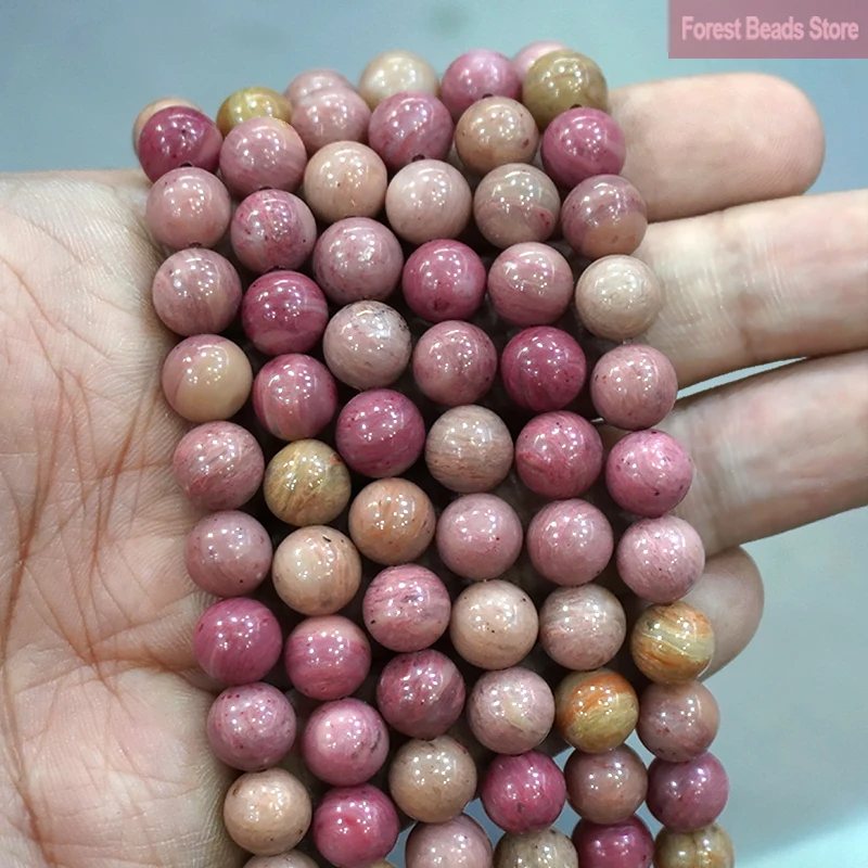 Natural Stone Red Rhodonite Round Loose Spacer Beads for  Handmade Jewelry Making DIY Bracelet Charms Accessories 4/6/8/10/12mm