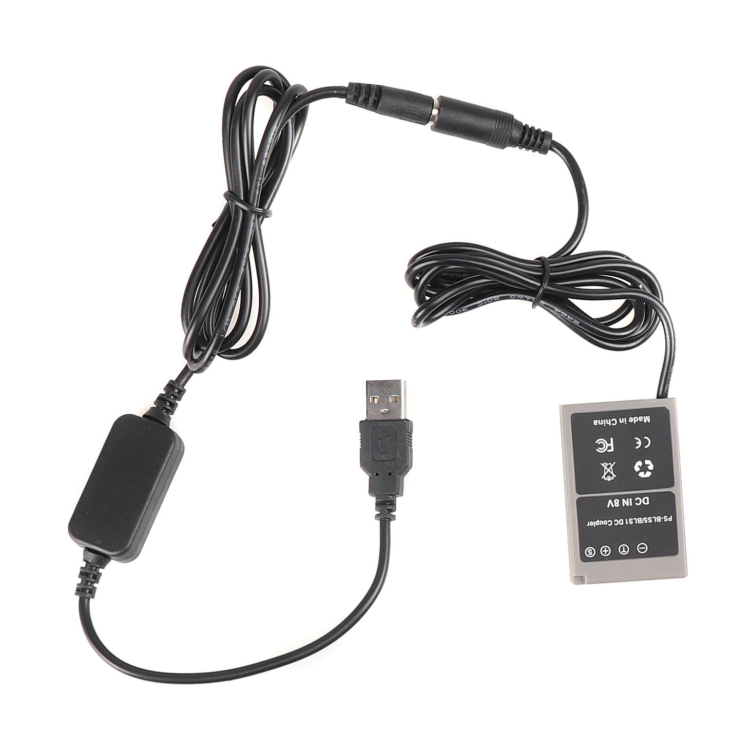 BLS5 Dummy Battery Adapter DC Coupler USB Cable for Olympus EPL8 EPL7 3/2 EPM2 EP3/2/EM10