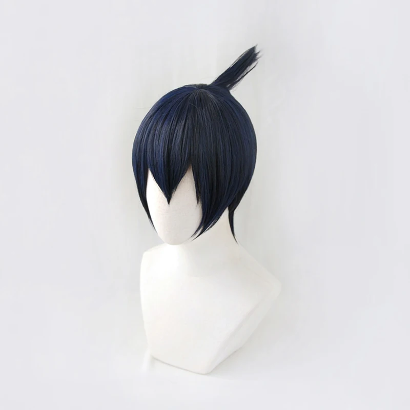 

Hayakawa Aki Dark Blue Mixed Black Short Wig Cosplay Wigs Heat Resistant Synthetic Hair + Free Wig Cap