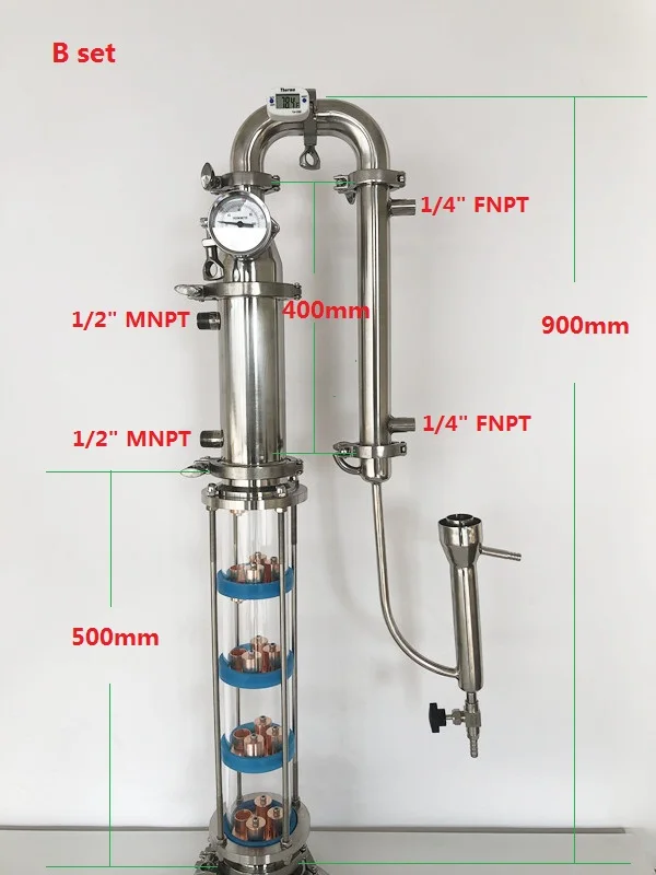 Imagem -02 - Destilador de Flauta Od91 com Pisos Destilação Coluna de Lente para Homebrew Cobre Bolha Placa Conjuntos 76 mm