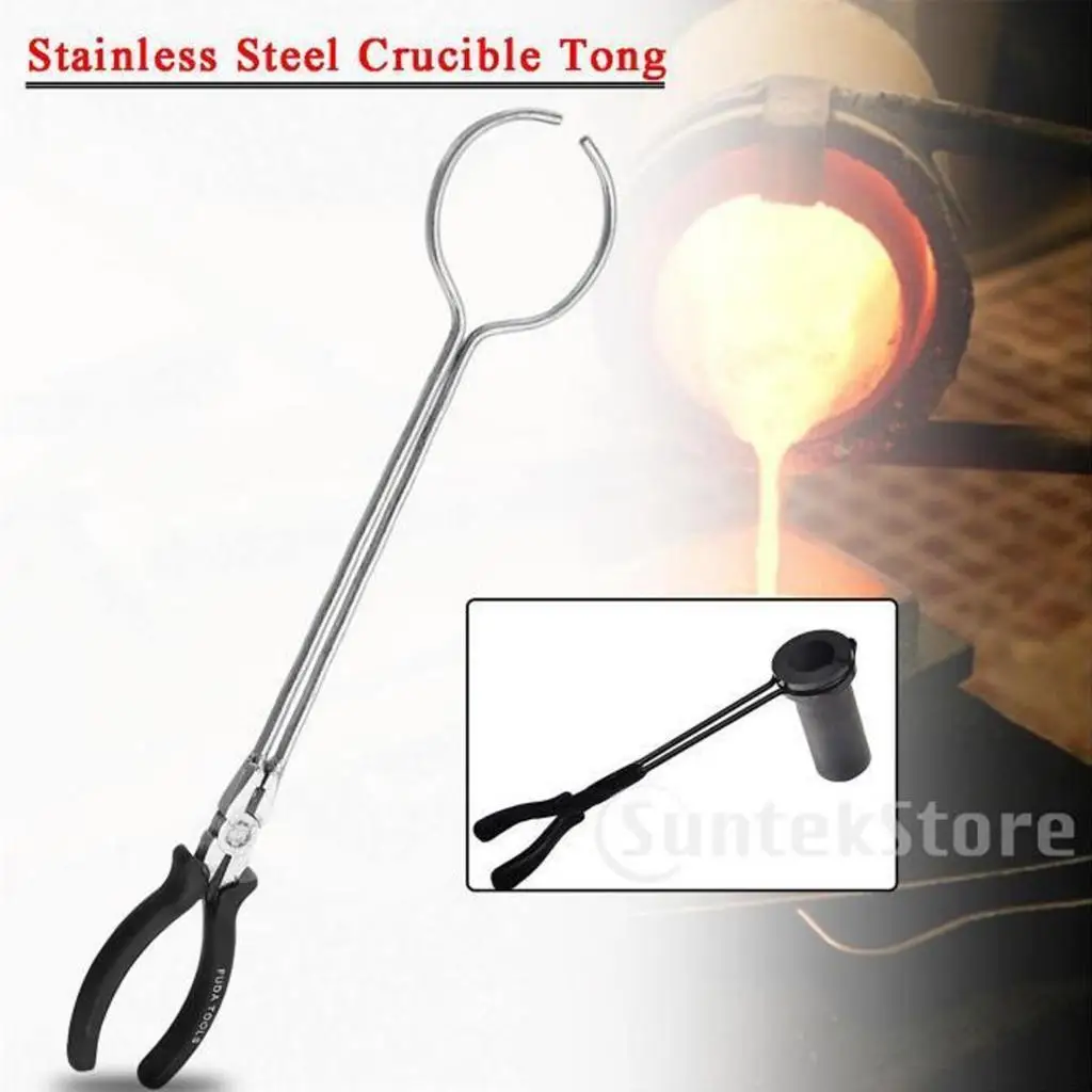 16''HEAVY DUTY CRUCIBLE TONG CLAMP GRAPHITE MELTING FURNACE PLIER TOOL ANTI-SLIP