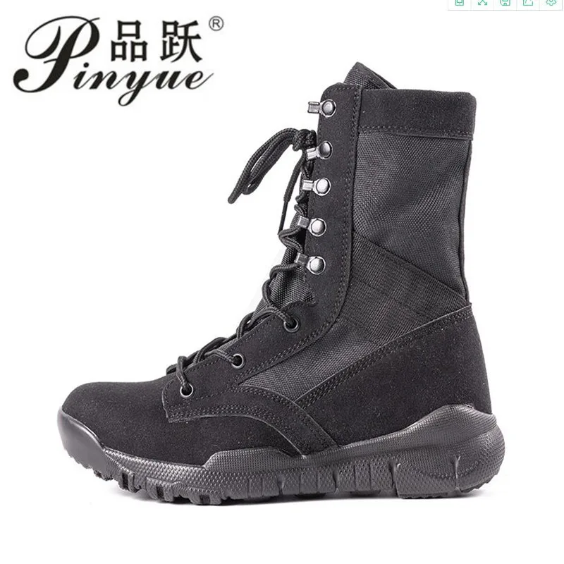 men black Cow suede comfortable outdoor boots with side zipper Work Safety Desert Shoes size 37-46