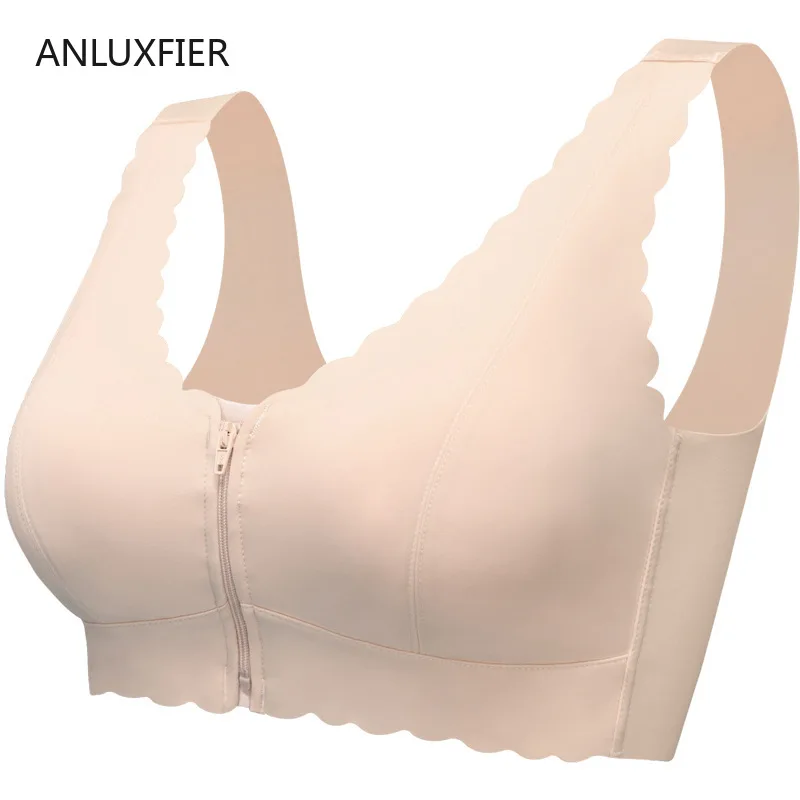 H9655 Ice Silk Bra Underwear After Breast Cancer Surgery Without Steel Ring Front Zipper Bras Mastectomy Special Bra Lingerie