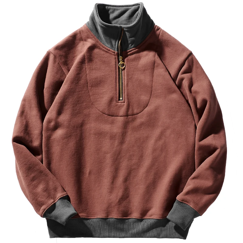 Autumn and Winter American Style Hoodies Men\'s Fashion Turtleneck Loose Solid Color Pullover Plus Velvet Thickened Sweatshirts