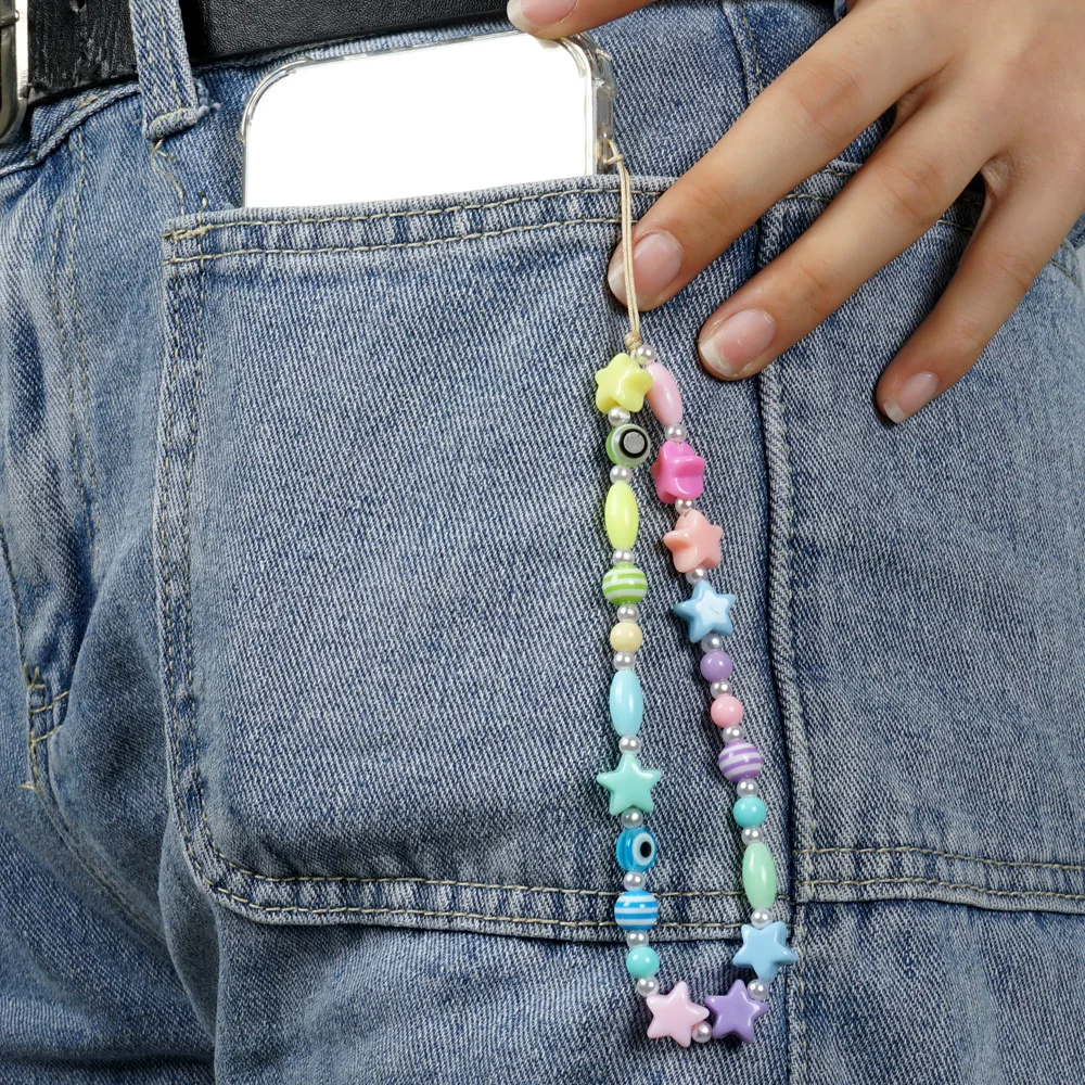 2022 Simple Bohemian Resin Colorful Beaded Mobile Phone Lanyard Female Eye Mobile Phone Chain Female Pendant цепочка Bijoux