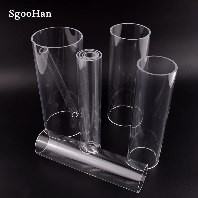 길이 20cm O.D 16 ~ 110mm 투명 플렉시 유리 아크릴 수족관 물고기 탱크 파이프 홈 DIY 관개 시스템 PMMA 튜브 급수 파이프