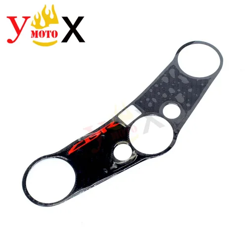 CBR600 RR 3D horquilla de fibra de carbono Triple árbol abrazadera superior pegatina de dirección protección para Honda CBR600RR F5 2007-2017 2008 2009