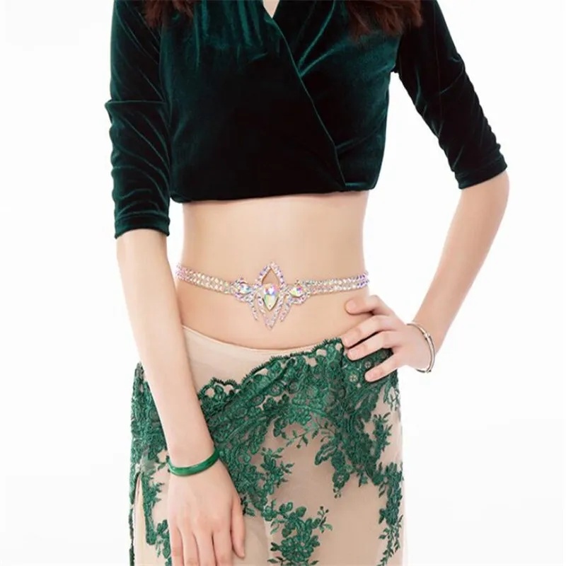 Belly Dance Gypsy Jewelry Accessories Shine Rhinestone Necklace Bikini Belt For Women And Girls Bling Bling Stage Show Costume