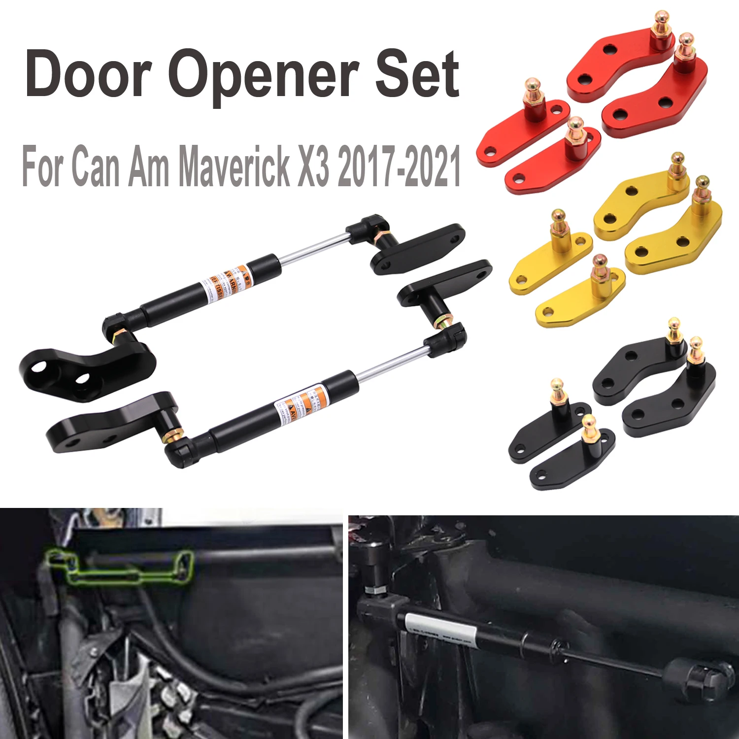 Billet Aluminum Anodized Front and Rear Door Opener Gas Struts Set For Can Am Maverick X3 & X3 Max 2017 2018 2019 2020 2021