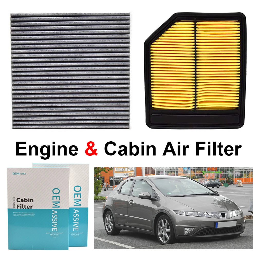 17220-RNA-A00 80290-SDA-A01 Combo Set Engine Cabin Pollen Air Filter For Honda Civic 1.8 4CYL 2005 2006 2007 2008 2009 2010 2011