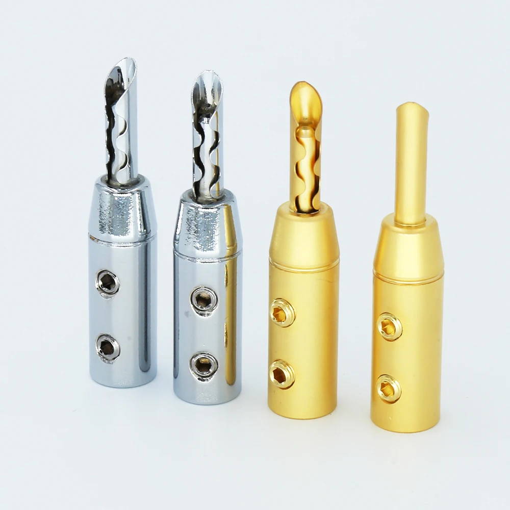 

4PCS High Quality Rhodium Plated BFA Z Type Banana Speaker Plug Screw Brass Banana Plugs hifi Audio Grade connector