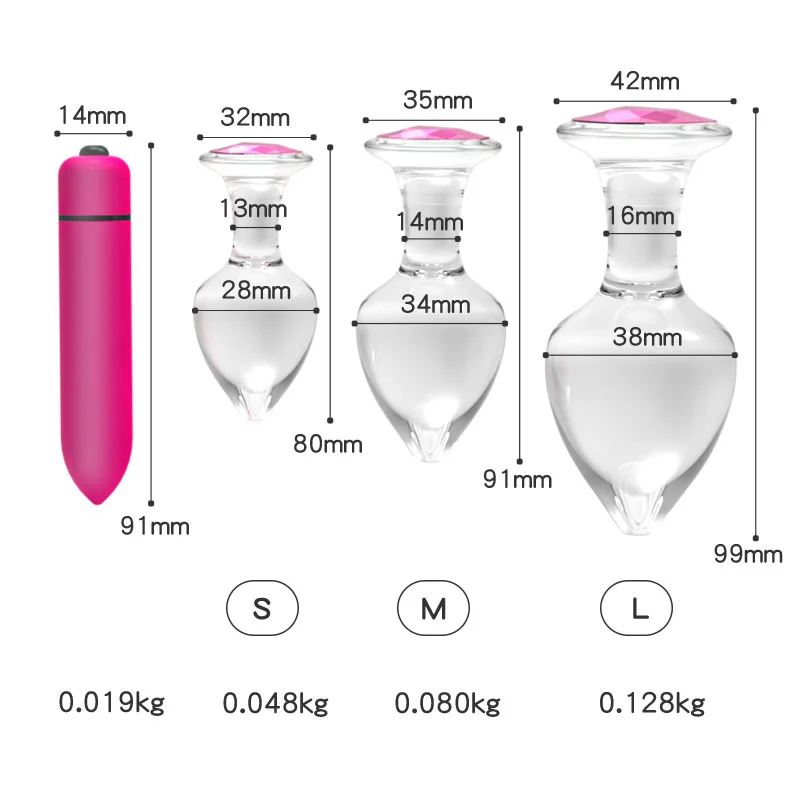 

Crystal/Pink/Glass Anal Plug Diamond Insert Jewelry Transparent Anal Butt Plug Vibrator Buttplug Dildo Sex Anal Toys