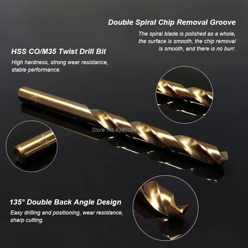Juego de brocas helicoidales HSS CO/M35 de 3,2 MM, 10 piezas, cortador de agujeros de acero inoxidable, herramientas de Metal para todo el suelo, Kit de herramientas manuales DIY