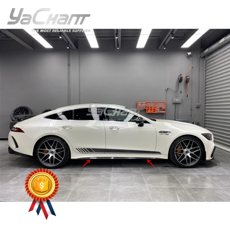 Carbon Fiber Side Skirt Fit For 2019-2021 MB AMG GT63S 4D Coupe X290 EDITION1-Aerodynamic-Package Style Garnish Strip Attachment