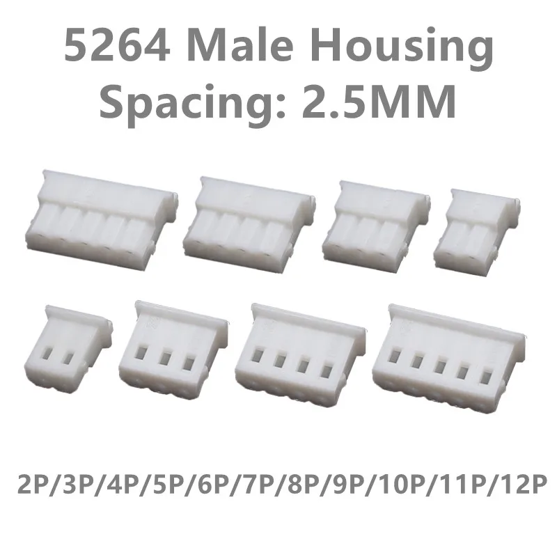 10PCS 50PCS lot 2.5MM 5264 Female Housing Connector 2.5mm Pitch 2P 3P 4P 5P 6P 7P 8P 9P 10P 11P 12P Plastic Shell DIY Crimps