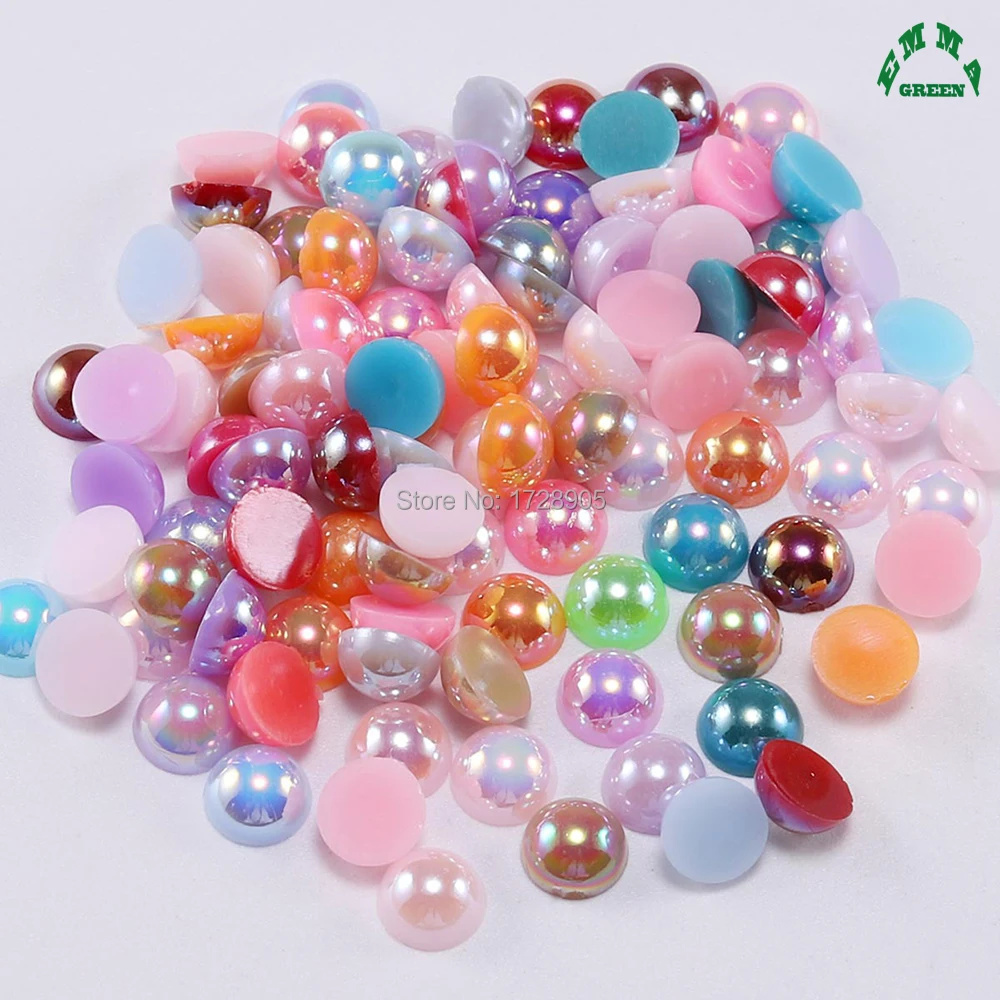 Pearls for Nail Art mix colors pearls for diy 2mm to 14mm Nail Decorations Half Round Pearls AB shiny Flat back pearl for girls