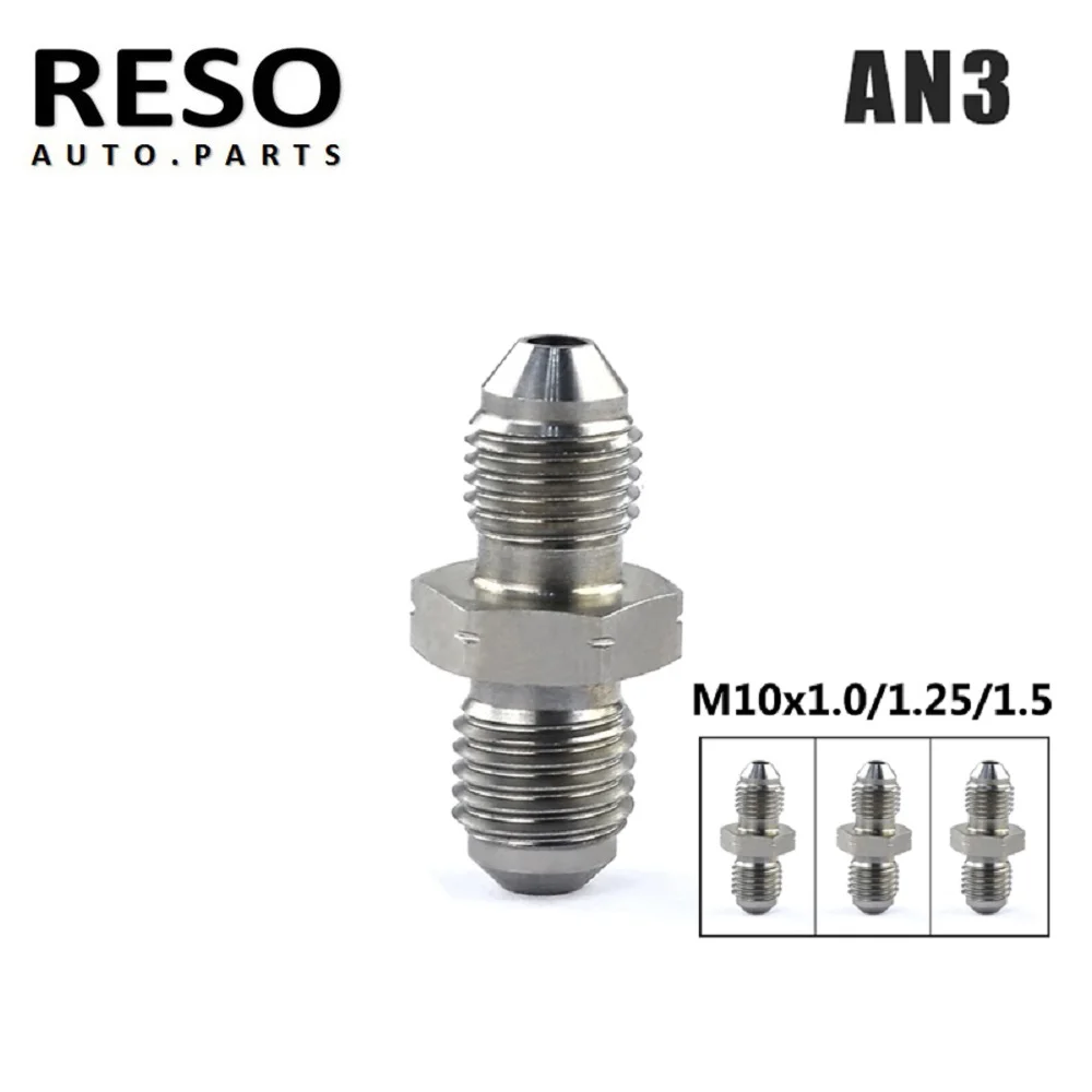 RESO--AN3 Male 3/8x24 UNF to M10x1.25 / M10x1.0 Male Bubble Flare Brake Fittings Adapter