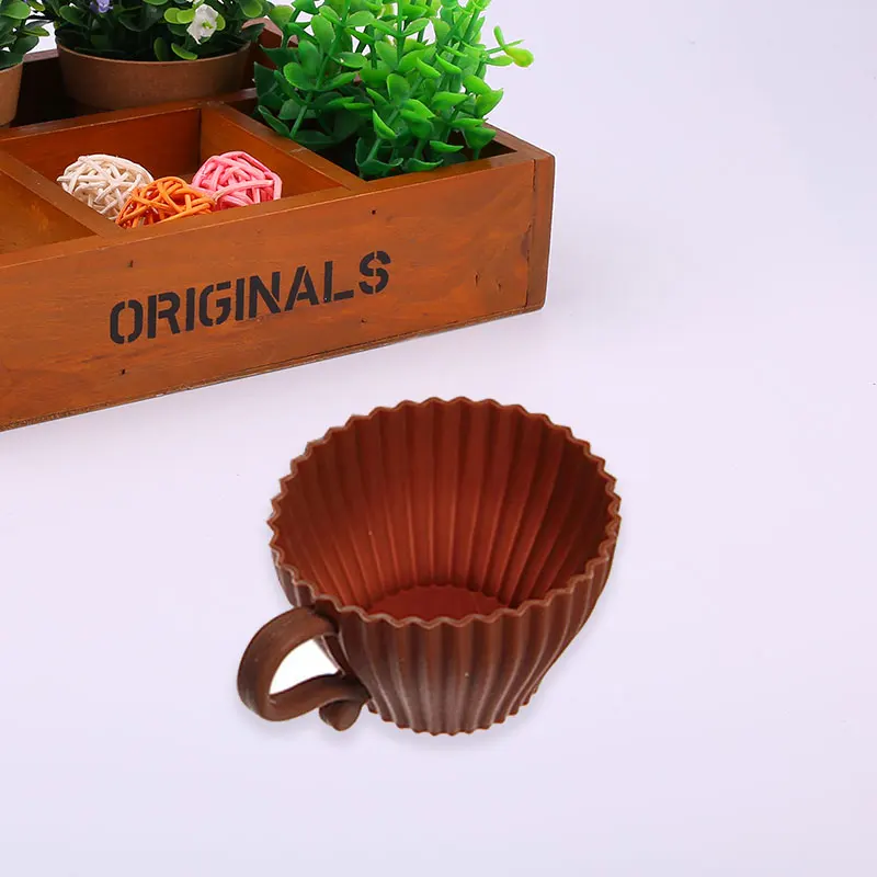 Silicone Cupcake Cups Muffin Baking Cake Tea Saucer Teacup Mold Mould