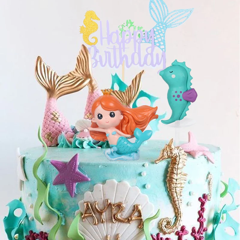 

Mermaid Decorations Ocean Birthday Cake Topper Party Dessert Decoration Supplies Kid Lovely Gift Home Outdoor Theme Party Decor