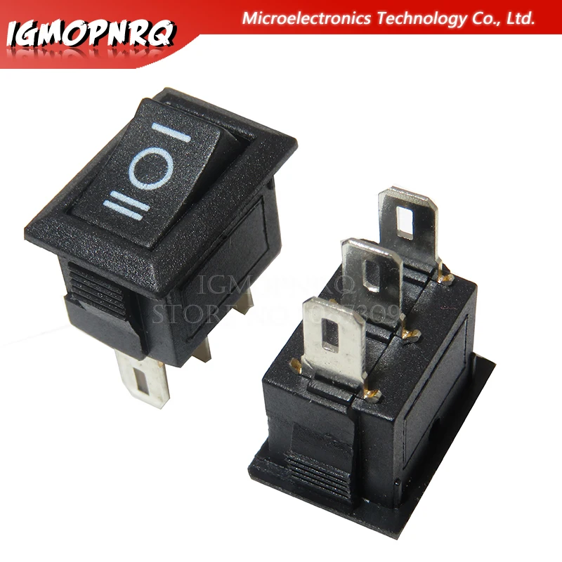 Interruptor de botão de pressão 10x15mm, interruptor snap-in spst 2pin 3pin 3a 250v kcd11, interruptor rocker de barco liga/desliga, 10mm * 15mm, preto, vermelho e branco com 10 peças