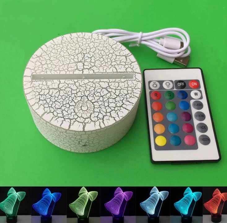 100Pcs 100MM 3D Crackle Base RGB 16Colour Night Light USB Cable Touch Switch With Remote Control Table Lamp Holder Decor Gift SN