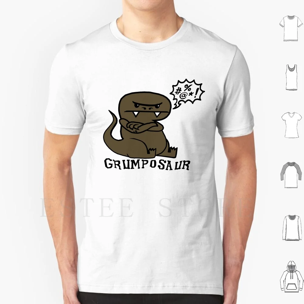 Grumposaur T Shirt Men Cotton 6xl Dinosaur Cute Angry Fun Cartoon Hero Agressive Funart Grumposaur Green Teeth Sharp Cave