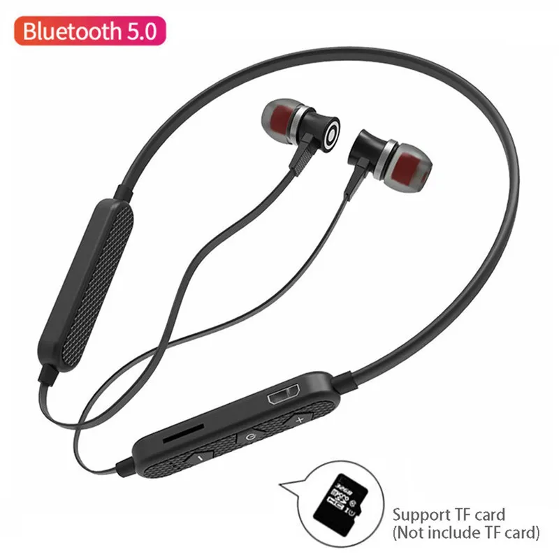 

Headset Neckband Handsfree Sport Headphone Support TF Card Earphones Stereo Earbuds with Microphone for Cell Phone