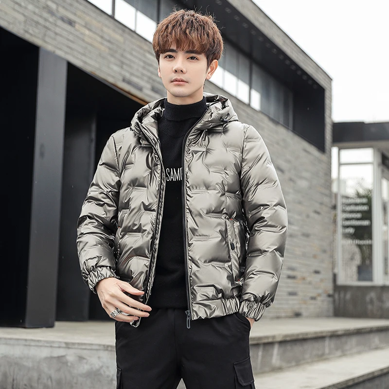 New bright down jacket for men and women short hooded white duck down warm coat tide cold jacket brand fashion hooded coat