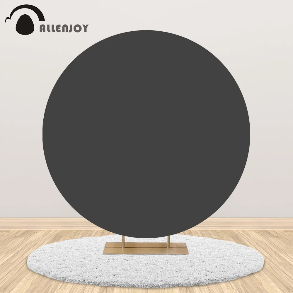Allenjoy Solid Color Circle Backdrop Black White Birthday Baby Showr Round Banner Event Photography Photozone Party Background