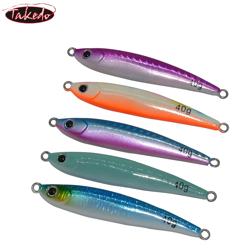 TAKEDO 30G 40G 60G 80G 100G Sea Fishing Jigs 3D Eyes Luminous Belly Jig Lure Metal Artificial Bait Jigging Lures For Tuna