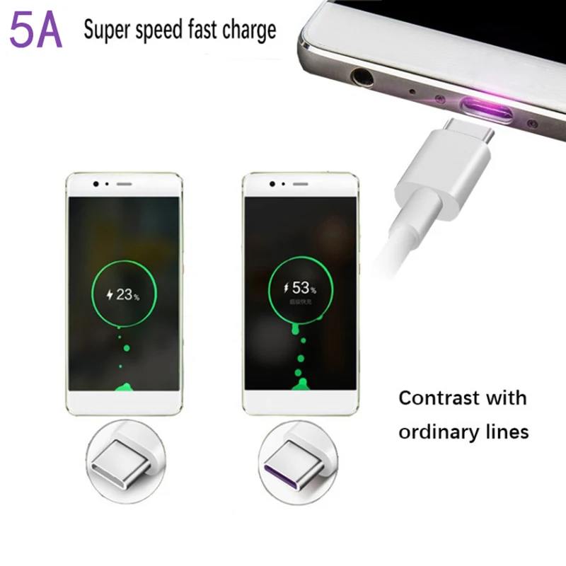 25 سنتيمتر type-C 5A كابل شحن سريع الحبل الأبيض اللون USB C إلى USB2.0 البيانات و كابل شحن