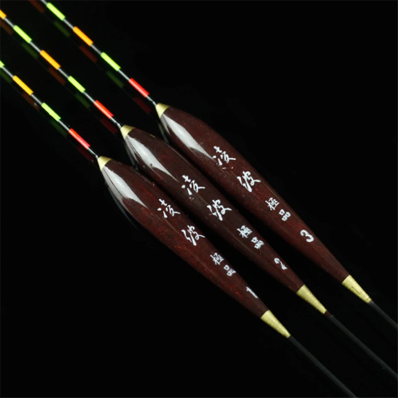 3pcs Fishing Float Wood Fluorescent High Sensitivity Bobber Luminous Float Marked Bold Fishing Light Float Fishing Accessories