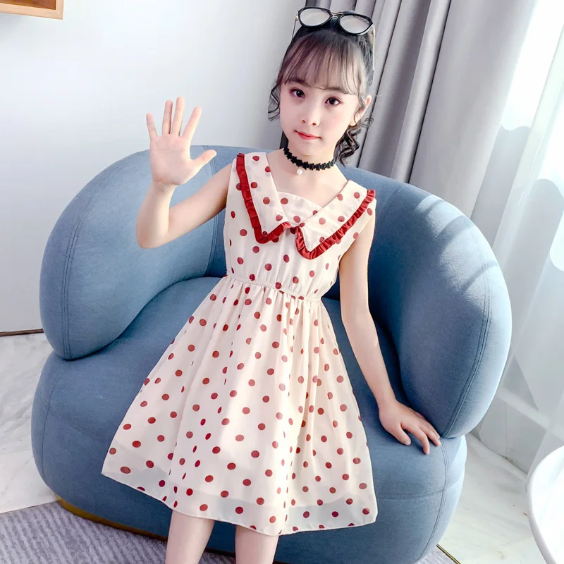 BINIDUCKLING Summer Dot Kids Girls Dresses 2020 Korean Style New Fashion Children Girls Dresses