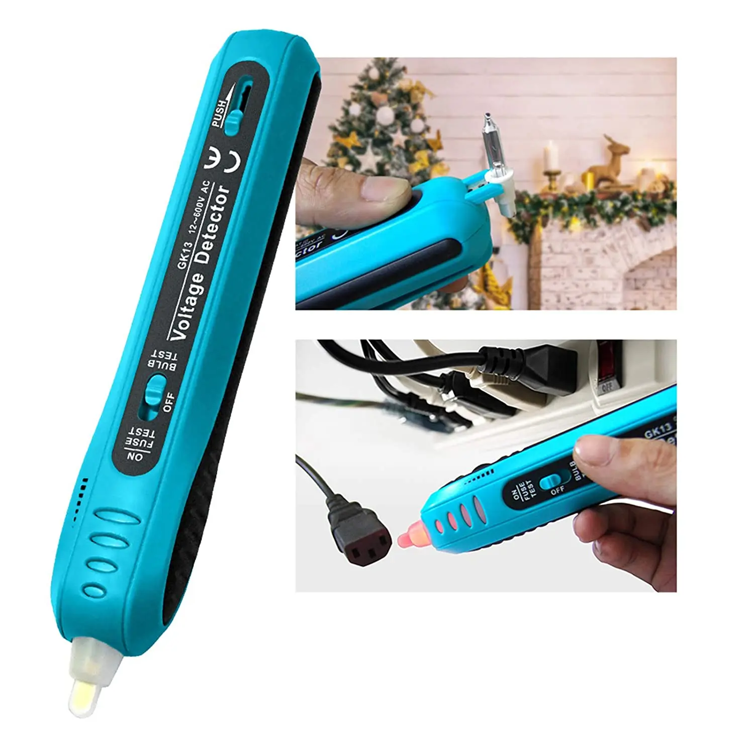 allsun Christmas Light Tester Non Contact Voltage Tester Light Bulb&Fuse Detector 12-600 V AC Voltage Detector